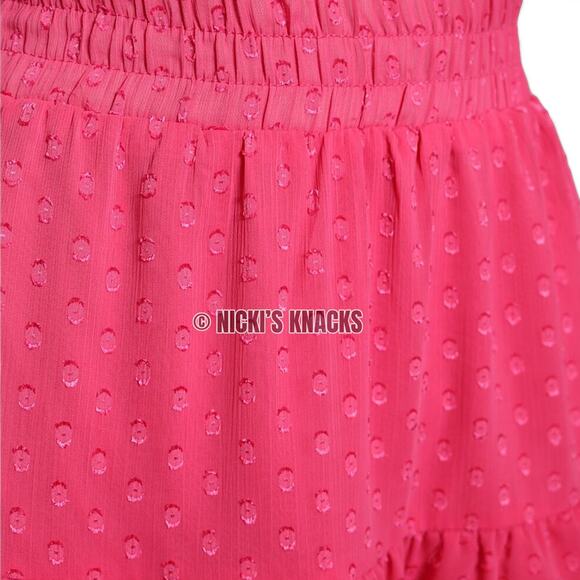 Haver London Hot Pink Swiss Dot Tiered Ruffle Mini Skirt Festival Style Size S - Picture 7 of 11